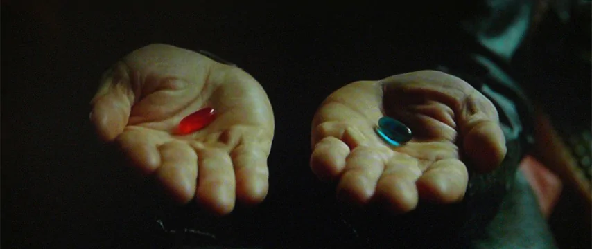 red and blue pill in The Matrix
